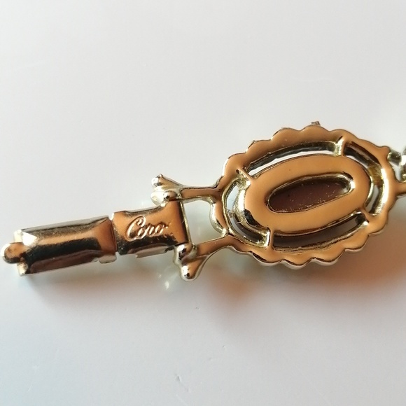 Vintage 1950s CORO Thermoset Lucite Brown Gold Fluted Links Bracelet - Picture 7 of 10